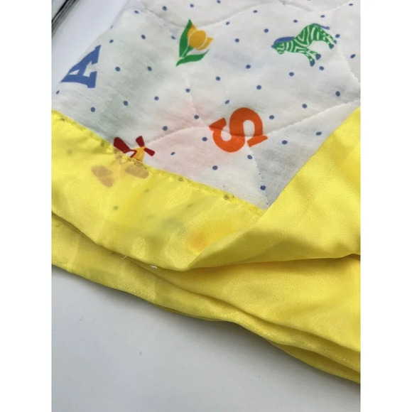 Vintage Baby Blanket/yellow/Satin Trim/Teddy Bear/ABC’s/Blocks/Boy/Girl 35”x44” - Picture 16 of 16